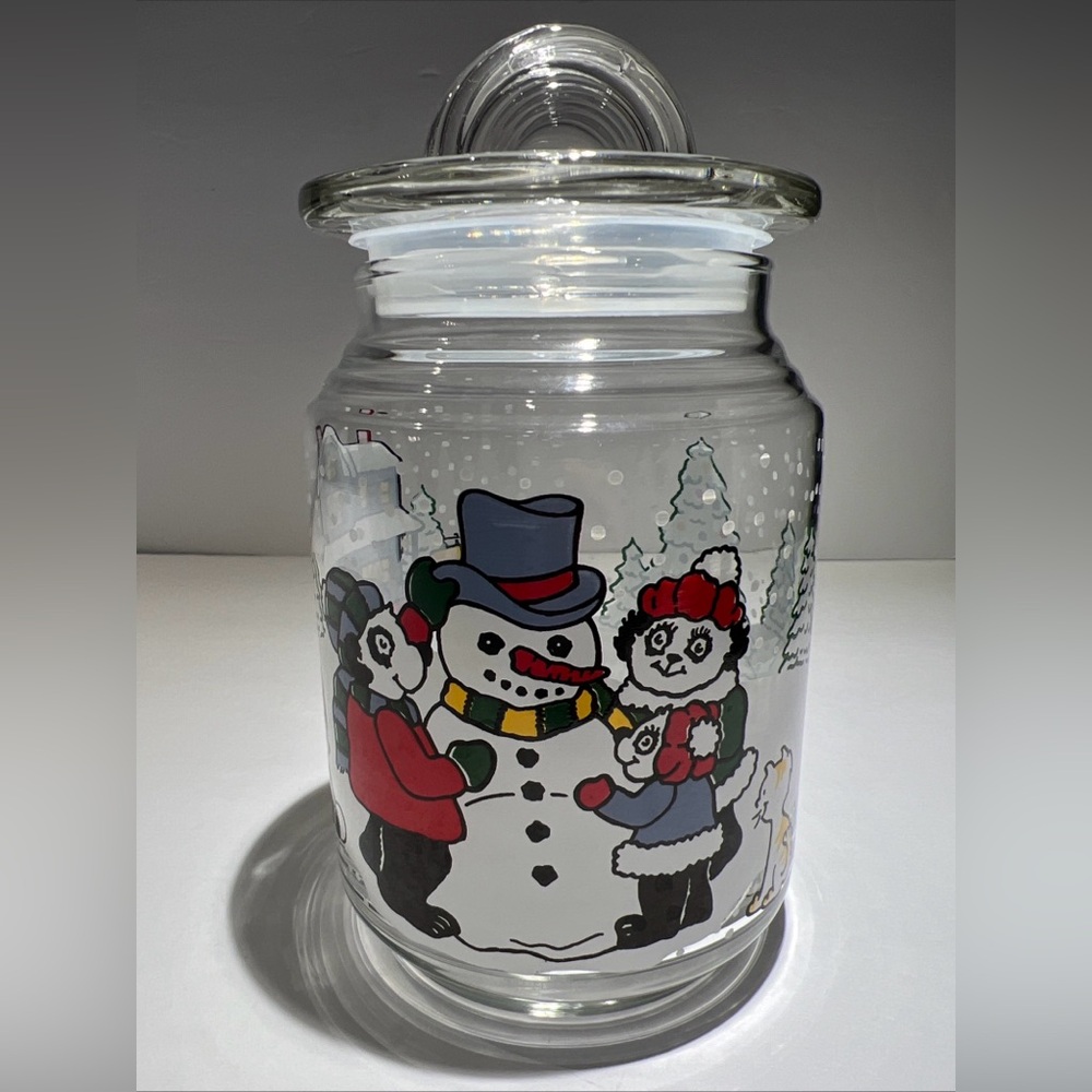 Vintage Christmas ADGI 1993 lidded glass treat/cookie/candy jar